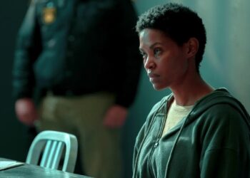 Gail Mabalane as Zenzi during an interrogation scene in Netflix’s South African series Unseen.
