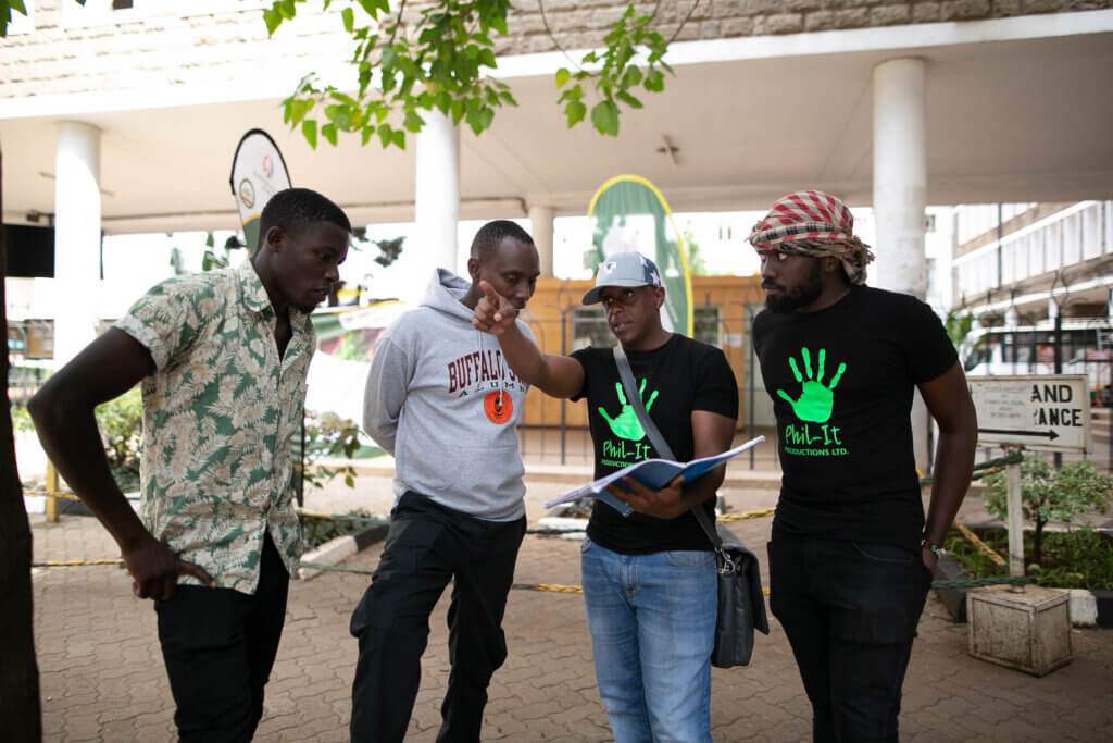 Director Philip Karanja on the set of Click Click Bang