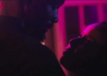 Still from the Kenyan romcom Sayari featuring lead actors Muhugu Theuri and Lucarelli Onyango.