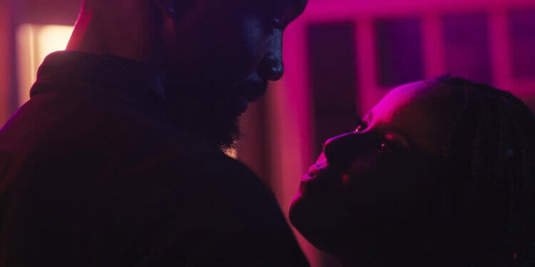 Still from the Kenyan romcom Sayari featuring lead actors Muhugu Theuri and Lucarelli Onyango.