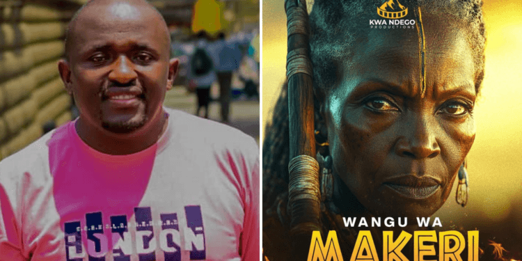Photo grid featuring Wangu wa Makeri director Lawrence Murage and the official play poster