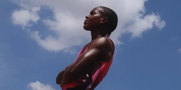 Faith Kipyegon getting ready for the Breaking4 challenge in partnership with Nike.