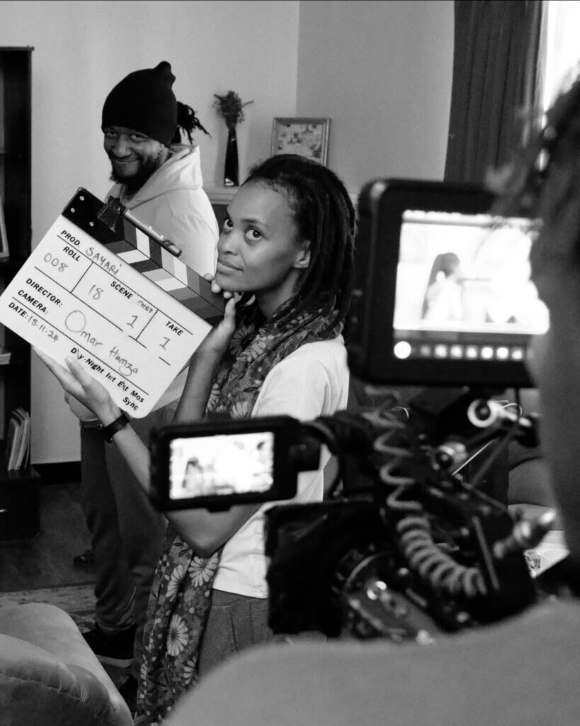 Giza Visuals producer June Wairegi on the set of the Kenyan romantic comedy Sayari.