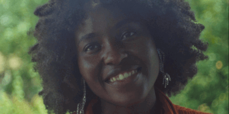 A still of Shandra Apondi in Memory of Princess Mumbi, a Kenyan film by Damien Hauser.