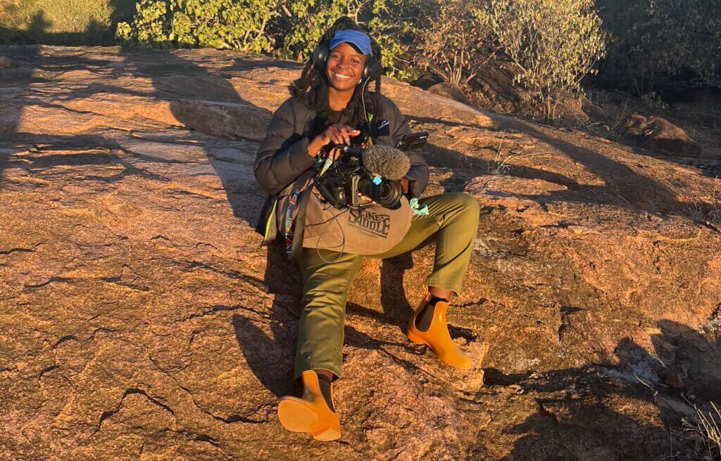 Zimbabwean filmmaker Nyasha Kadandara on the set of Matabeleland.