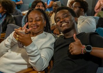 Movie lovers at a past Mini Movie Marathon screening, an alternative screening space for films in Kenya.
