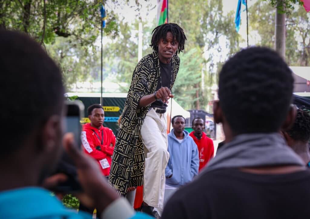 Thuita Mwangi during a performance for Story Za Thuita.