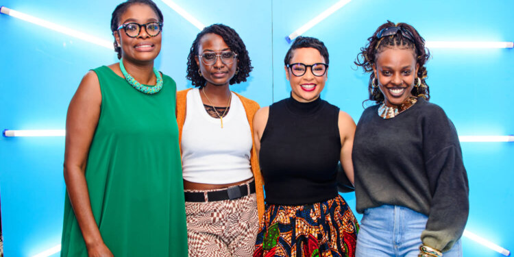 Shuga Global Executive Director Wame Jallow with Shuga Actors Juliebrenda Nyambura, Stephanie Ndlovu and Makena Kahuha at the launch of Shuga Global.